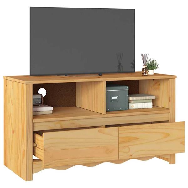 Grote foto vidaxl tv kast drammen eiken 99 x 43 x 55 cm massief grenenhout huis en inrichting overige