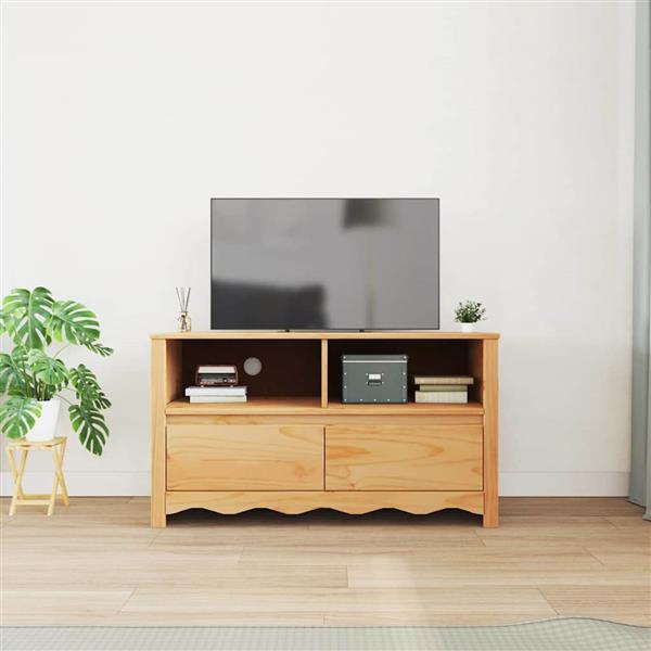 Grote foto vidaxl tv kast drammen eiken 99 x 43 x 55 cm massief grenenhout huis en inrichting overige