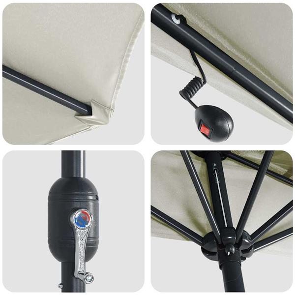 Grote foto vidaxl tuinparasol zand 294 x 150 x 224 cm polyester en staal tuin en terras overige tuin en terras