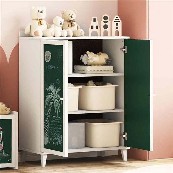 Grote foto vidaxl dressoir met krijtbord wit 80 x 40 x 110 cm bewerkt hout huis en inrichting overige