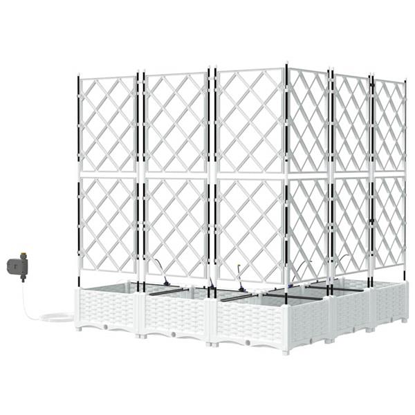 Grote foto vidaxl tuin bloempot 5 pcs wit staal tuin en terras overige tuin en terras