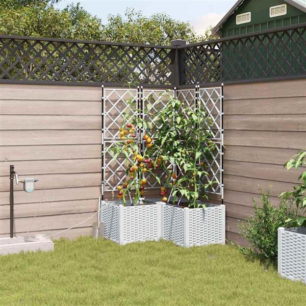 Grote foto vidaxl tuin bloempot 3 pcs wit staal tuin en terras overige tuin en terras