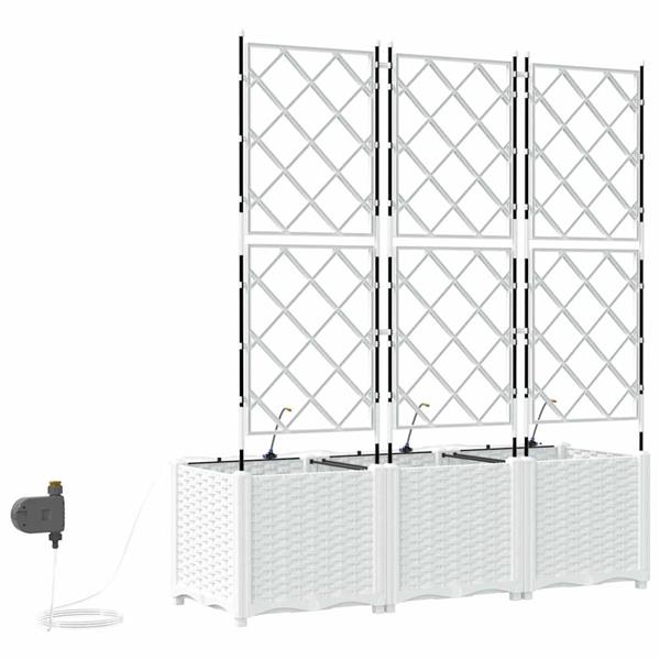 Grote foto vidaxl tuin bloempot 3 pcs wit staal tuin en terras overige tuin en terras