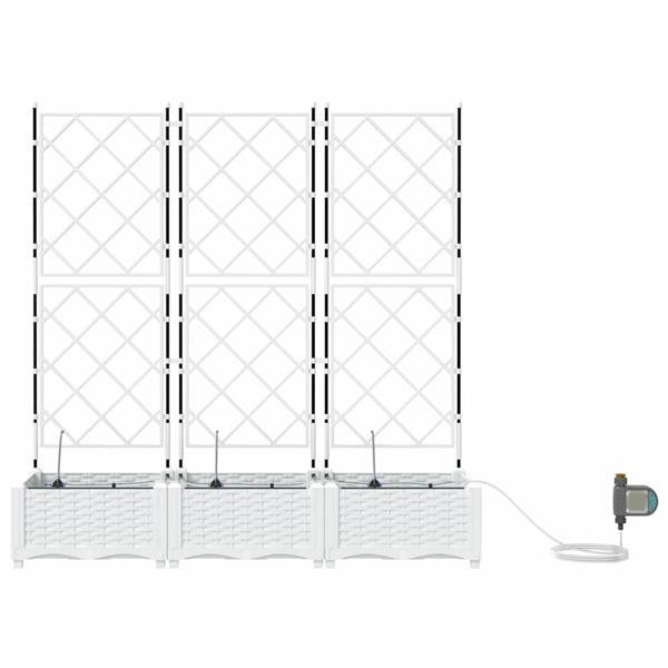 Grote foto vidaxl tuin bloempot 3 pcs wit staal tuin en terras overige tuin en terras