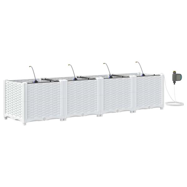 Grote foto vidaxl tuin bloempot 4 pcs wit staal tuin en terras overige tuin en terras