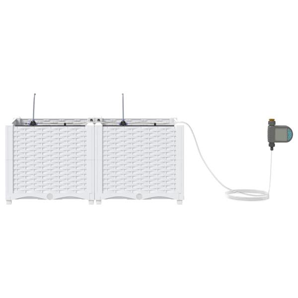 Grote foto vidaxl tuin bloempot 2 pcs wit staal tuin en terras overige tuin en terras