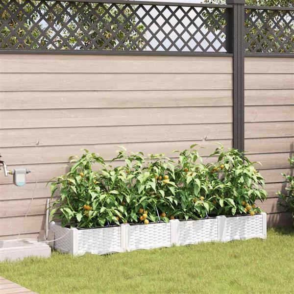 Grote foto vidaxl tuin bloempot 4 pcs wit staal tuin en terras overige tuin en terras