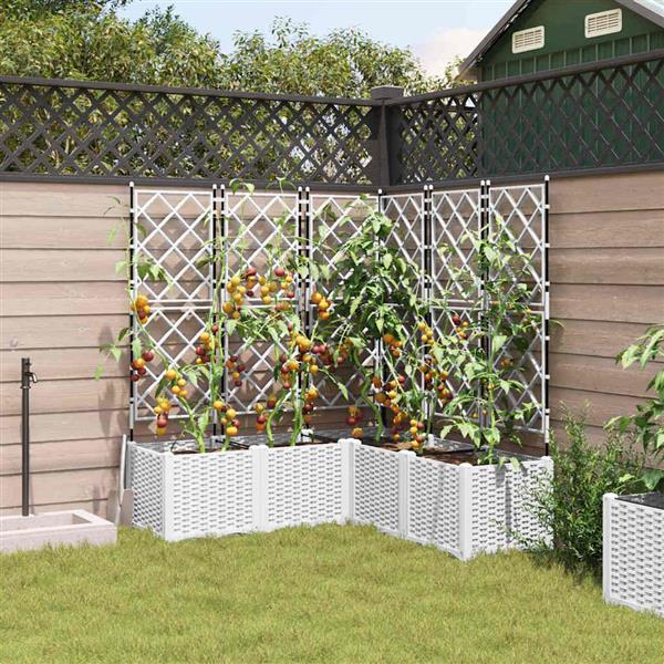 Grote foto vidaxl tuin bloempot 5 pcs wit 120 x 120 x 143 cm staal tuin en terras overige tuin en terras