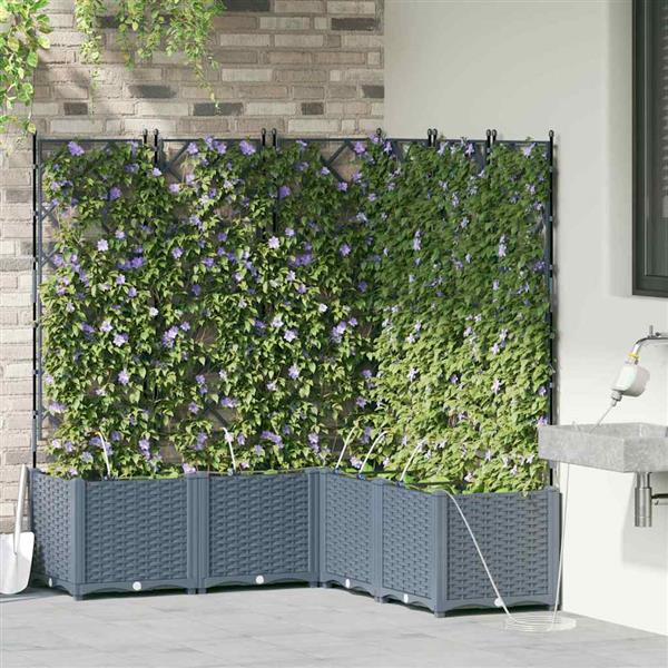 Grote foto vidaxl tuin bloempot 5 pcs licht grijs staal tuin en terras overige tuin en terras