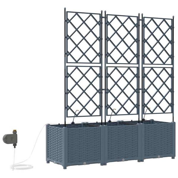 Grote foto vidaxl tuin bloempot 3 pcs licht grijs staal tuin en terras overige tuin en terras