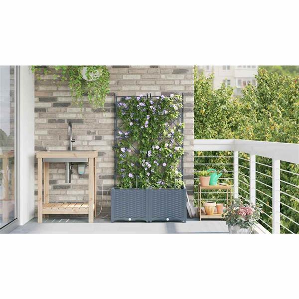 Grote foto vidaxl tuin bloempot 2 pcs licht grijs staal tuin en terras overige tuin en terras