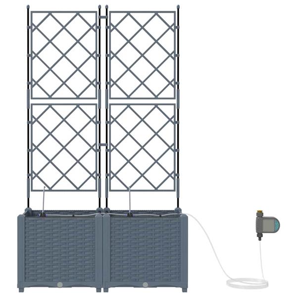 Grote foto vidaxl tuin bloempot 2 pcs licht grijs staal tuin en terras overige tuin en terras