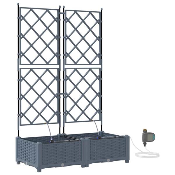 Grote foto vidaxl tuin bloempot 2 pcs licht grijs staal tuin en terras overige tuin en terras