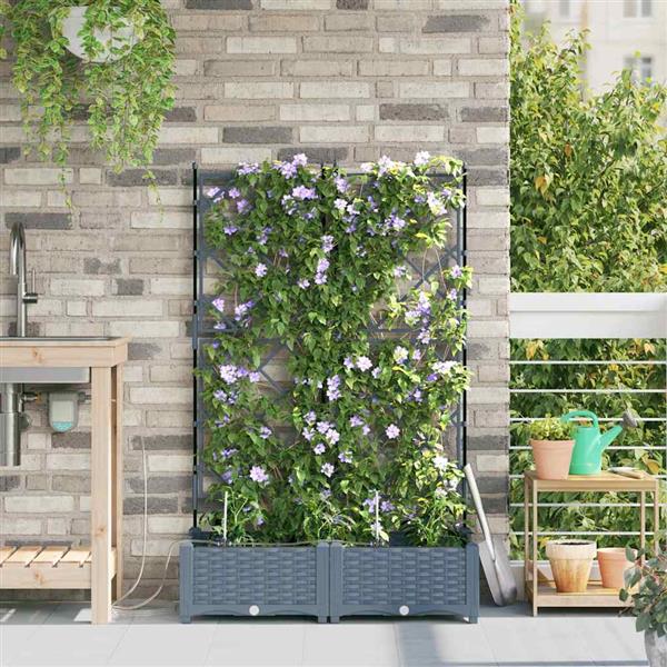 Grote foto vidaxl tuin bloempot 2 pcs licht grijs staal tuin en terras overige tuin en terras