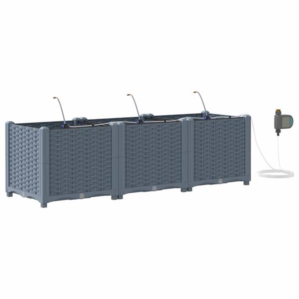 Grote foto vidaxl tuin bloempot 3 pcs licht grijs staal tuin en terras overige tuin en terras