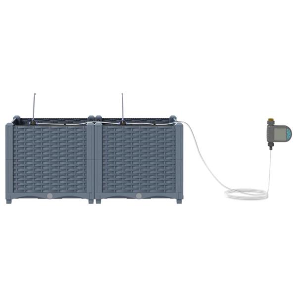 Grote foto vidaxl tuin bloempot 2 pcs licht grijs staal tuin en terras overige tuin en terras