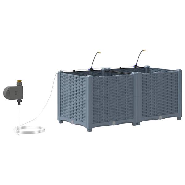 Grote foto vidaxl tuin bloempot 2 pcs licht grijs staal tuin en terras overige tuin en terras