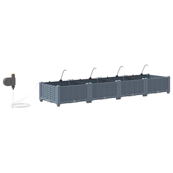 Grote foto vidaxl tuin bloempot 4 pcs licht grijs staal tuin en terras overige tuin en terras