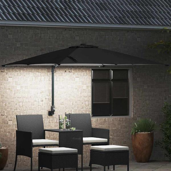 Grote foto vidaxl tuinparasol zwart 248 5 x 247 5 x 160 cm polyester en staal tuin en terras overige tuin en terras