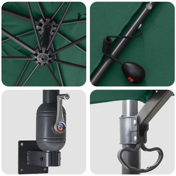 Grote foto vidaxl tuinparasol groen 248 5 x 247 5 x 160 cm polyester en staal tuin en terras overige tuin en terras