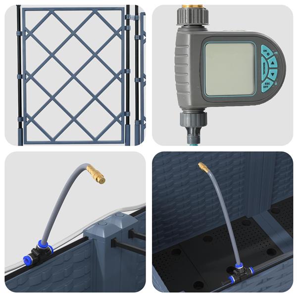 Grote foto vidaxl tuin bloempot grijs 120 x 120 x 142 cm staal tuin en terras overige tuin en terras