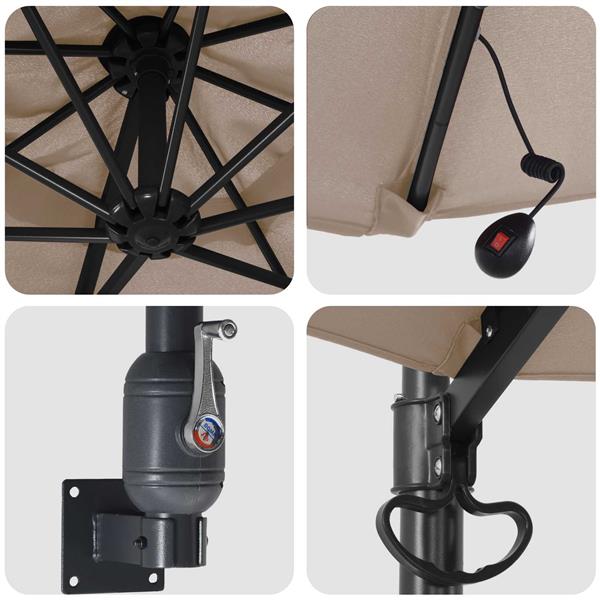 Grote foto vidaxl tuinparasol taupe 248 x 248 x 148 cm polyester en staal tuin en terras overige tuin en terras