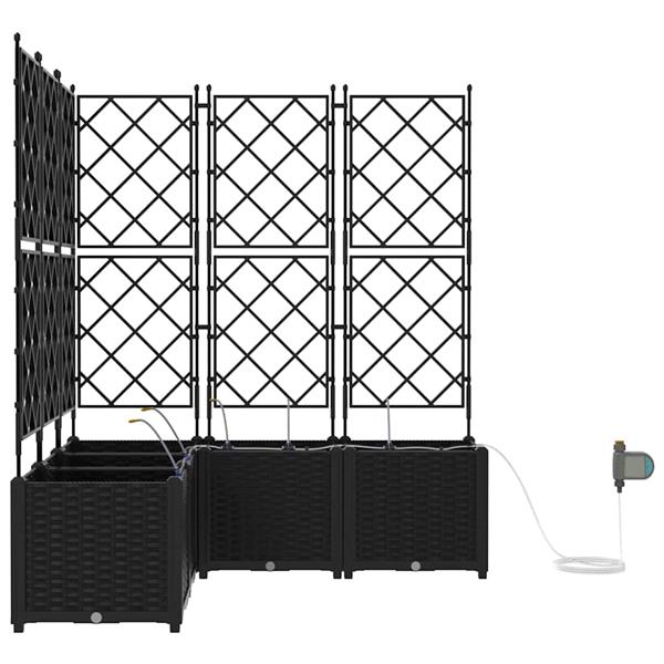 Grote foto vidaxl tuin bloempot 5 pcs zwart staal tuin en terras overige tuin en terras