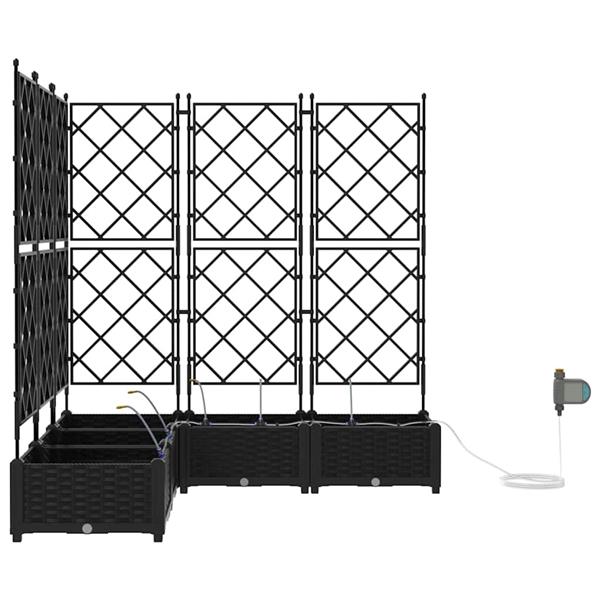 Grote foto vidaxl tuin bloempot 5 pcs zwart staal tuin en terras overige tuin en terras