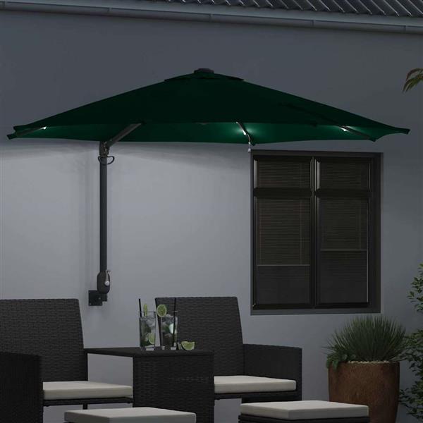 Grote foto vidaxl tuinparasol groen 248 x 248 x 148 cm polyester en staal tuin en terras overige tuin en terras