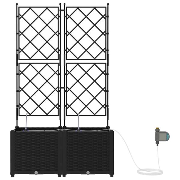 Grote foto vidaxl tuin bloempot 2 pcs zwart staal tuin en terras overige tuin en terras