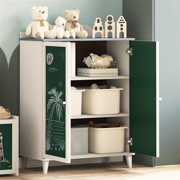 Grote foto vidaxl dressoir met krijtbord grijs en wit 80 x 40 x 110 cm huis en inrichting overige