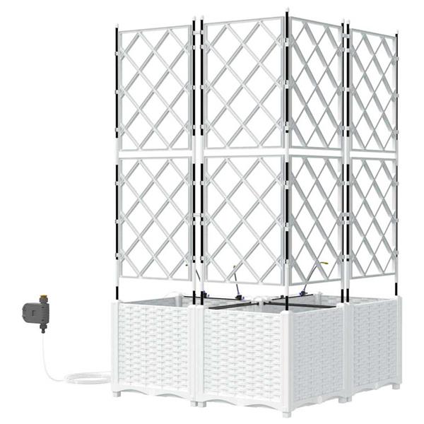 Grote foto vidaxl tuin bloempot 3 pcs wit staal tuin en terras overige tuin en terras