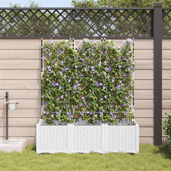 Grote foto vidaxl tuin bloempot 3 pcs wit staal tuin en terras overige tuin en terras
