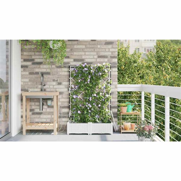 Grote foto vidaxl tuin bloempot 2 pcs wit staal tuin en terras overige tuin en terras