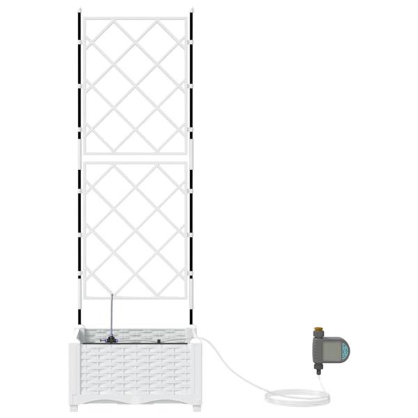 Grote foto vidaxl tuin bloempot wit 40 x 40 x 126 cm staal tuin en terras overige tuin en terras