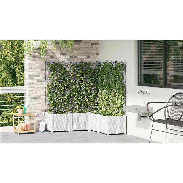 Grote foto vidaxl tuin bloempot 5 pcs wit 120 x 120 x 143 cm staal tuin en terras overige tuin en terras