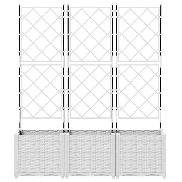 Grote foto vidaxl tuin bloempot 3 pcs wit 120 x 40 x 143 cm staal tuin en terras overige tuin en terras