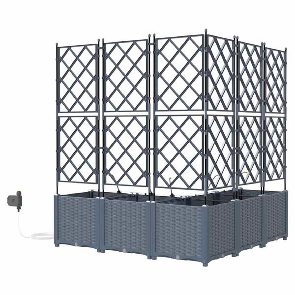 Grote foto vidaxl tuin bloempot 5 pcs licht grijs staal tuin en terras overige tuin en terras