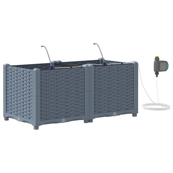 Grote foto vidaxl tuin bloempot 2 pcs licht grijs staal tuin en terras overige tuin en terras