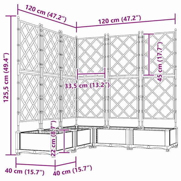 Grote foto vidaxl tuin bloempot 5 pcs licht grijs 120 x 120 x 125 5 cm staal tuin en terras overige tuin en terras