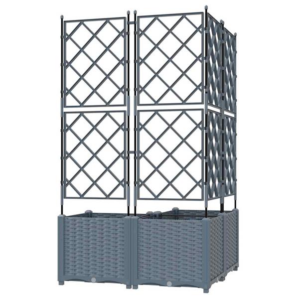 Grote foto vidaxl tuin bloempot 3 pcs licht grijs 80 x 80 x 143 cm staal tuin en terras overige tuin en terras