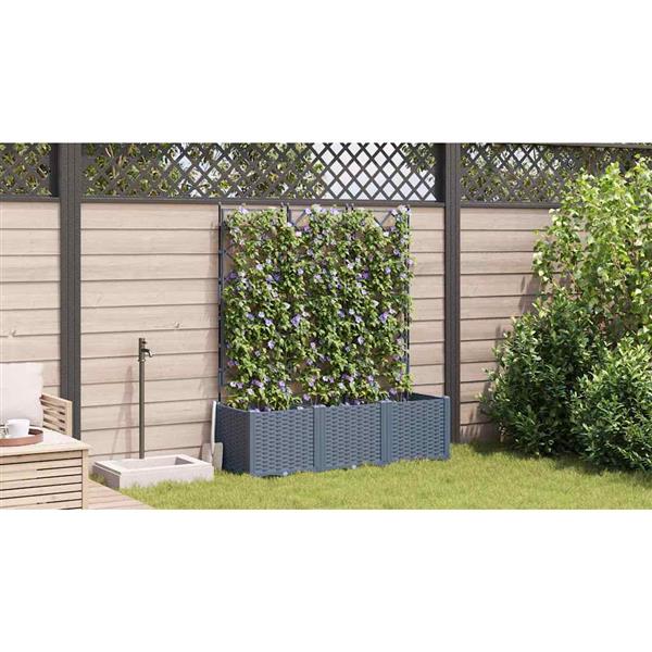 Grote foto vidaxl tuin bloempot 3 pcs licht grijs 120 x 40 x 143 cm staal tuin en terras overige tuin en terras