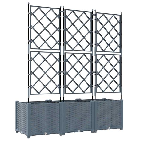 Grote foto vidaxl tuin bloempot 3 pcs licht grijs 120 x 40 x 143 cm staal tuin en terras overige tuin en terras