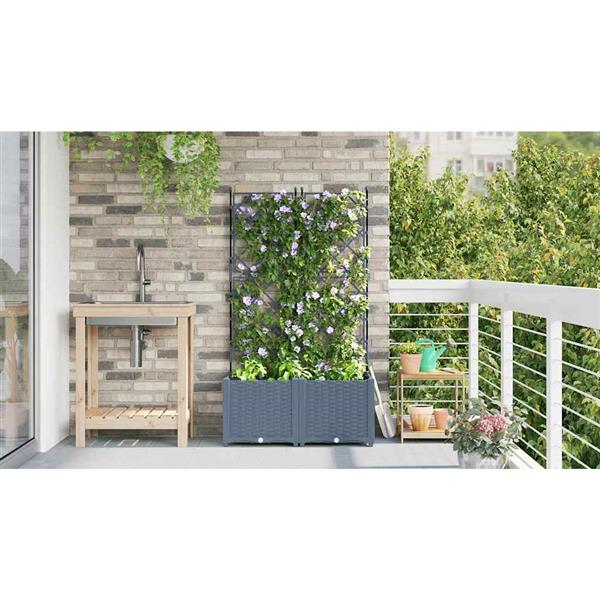 Grote foto vidaxl tuin bloempot 2 pcs licht grijs 80 x 40 x 143 cm staal tuin en terras overige tuin en terras
