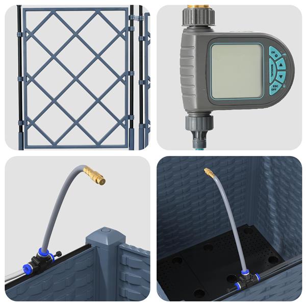 Grote foto vidaxl tuin bloempot grijs 40 x 40 x 142 cm staal tuin en terras overige tuin en terras