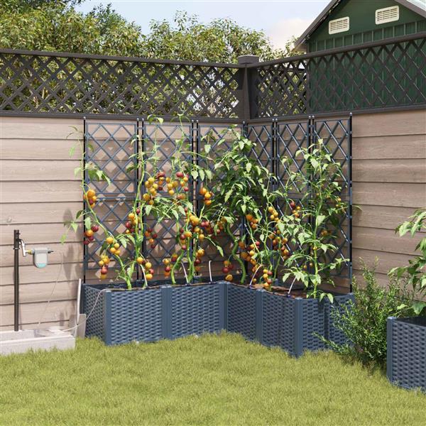 Grote foto vidaxl tuin bloempot 4 pcs grijs 120 x 120 x 142 cm staal tuin en terras overige tuin en terras
