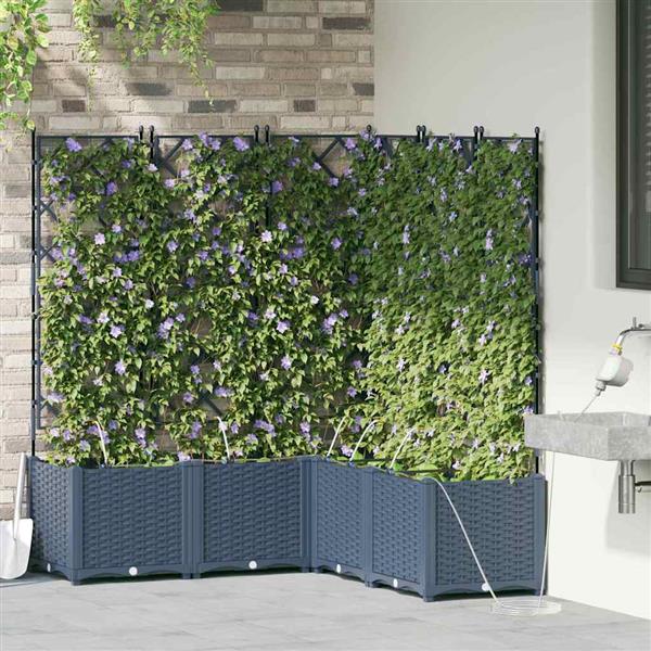 Grote foto vidaxl tuin bloempot 3 pcs grijs 80 x 80 x 143 cm staal tuin en terras overige tuin en terras