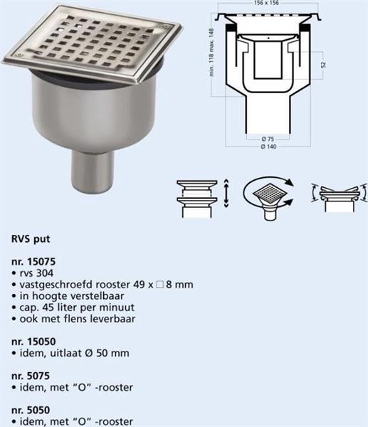Grote foto van den berg vloerput 15.6x15.6cm 75mm onderuitlaat doe het zelf en verbouw sanitair