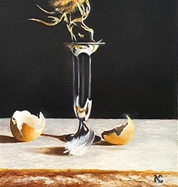 Grote foto kunsthandel gennep zilveren vaasje met distel antiek en kunst modern