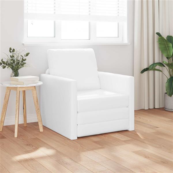 Grote foto vidaxl vouwsofa bed wit 74 x 77 x 81 cm pvc huis en inrichting bankstellen